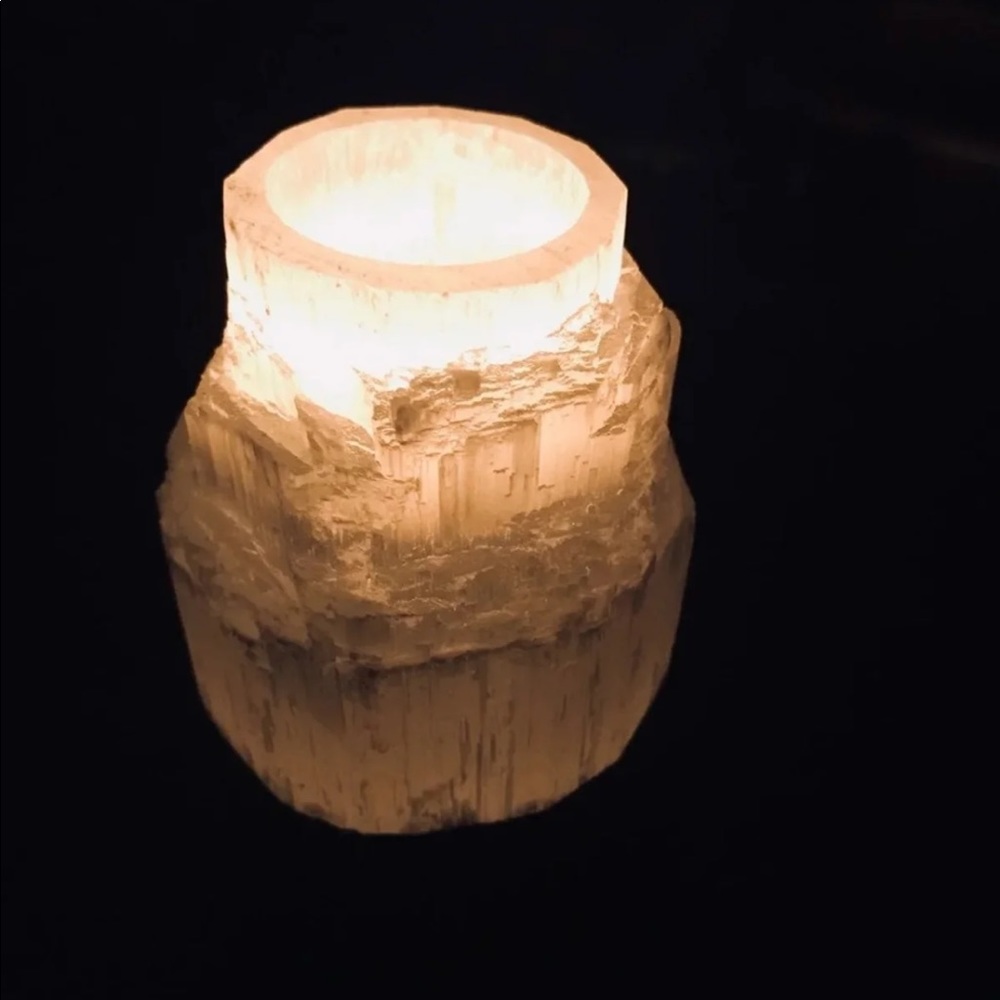Selenite Candle Holder